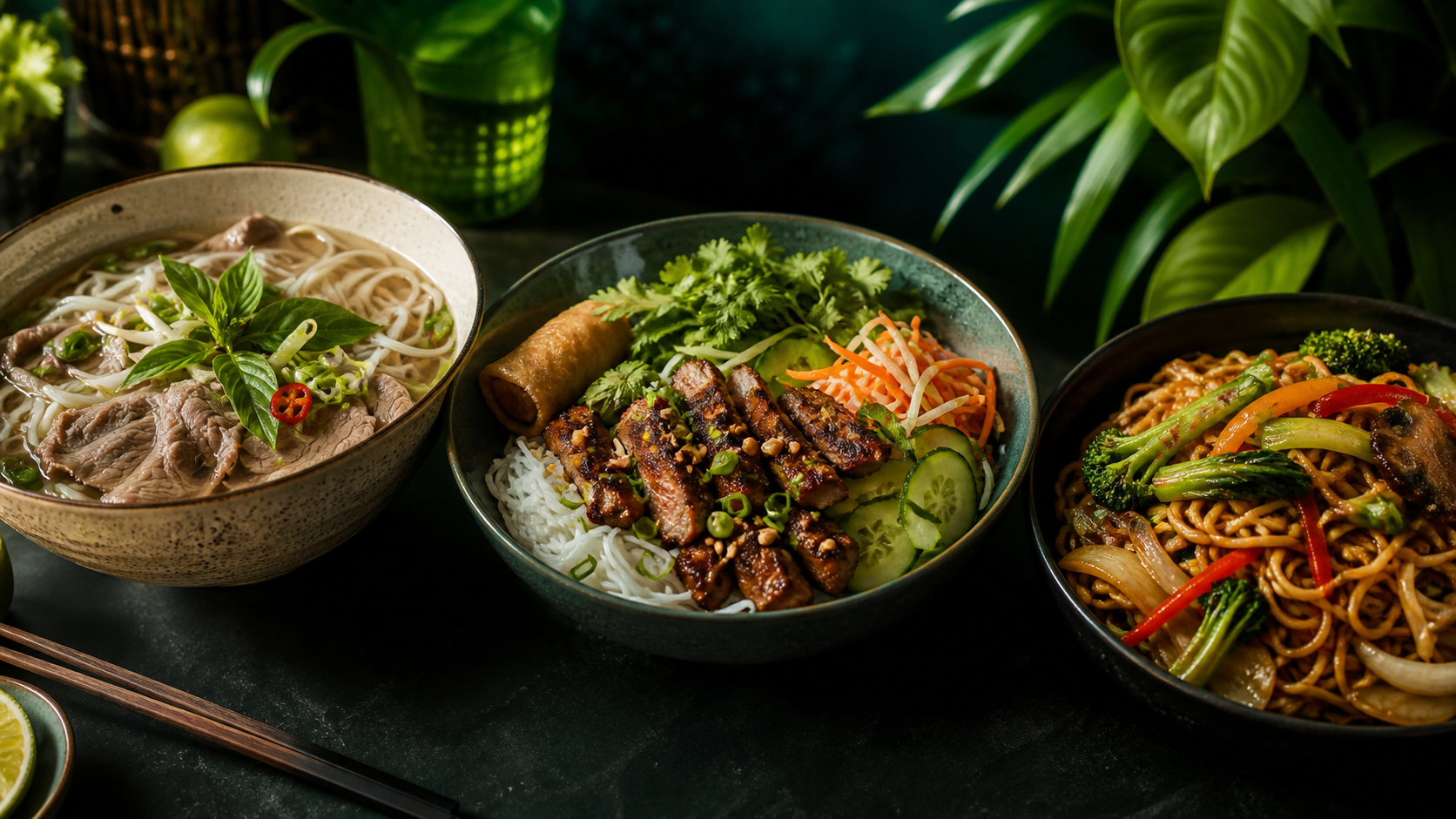 Pho, Bun und gebratene Nudeln